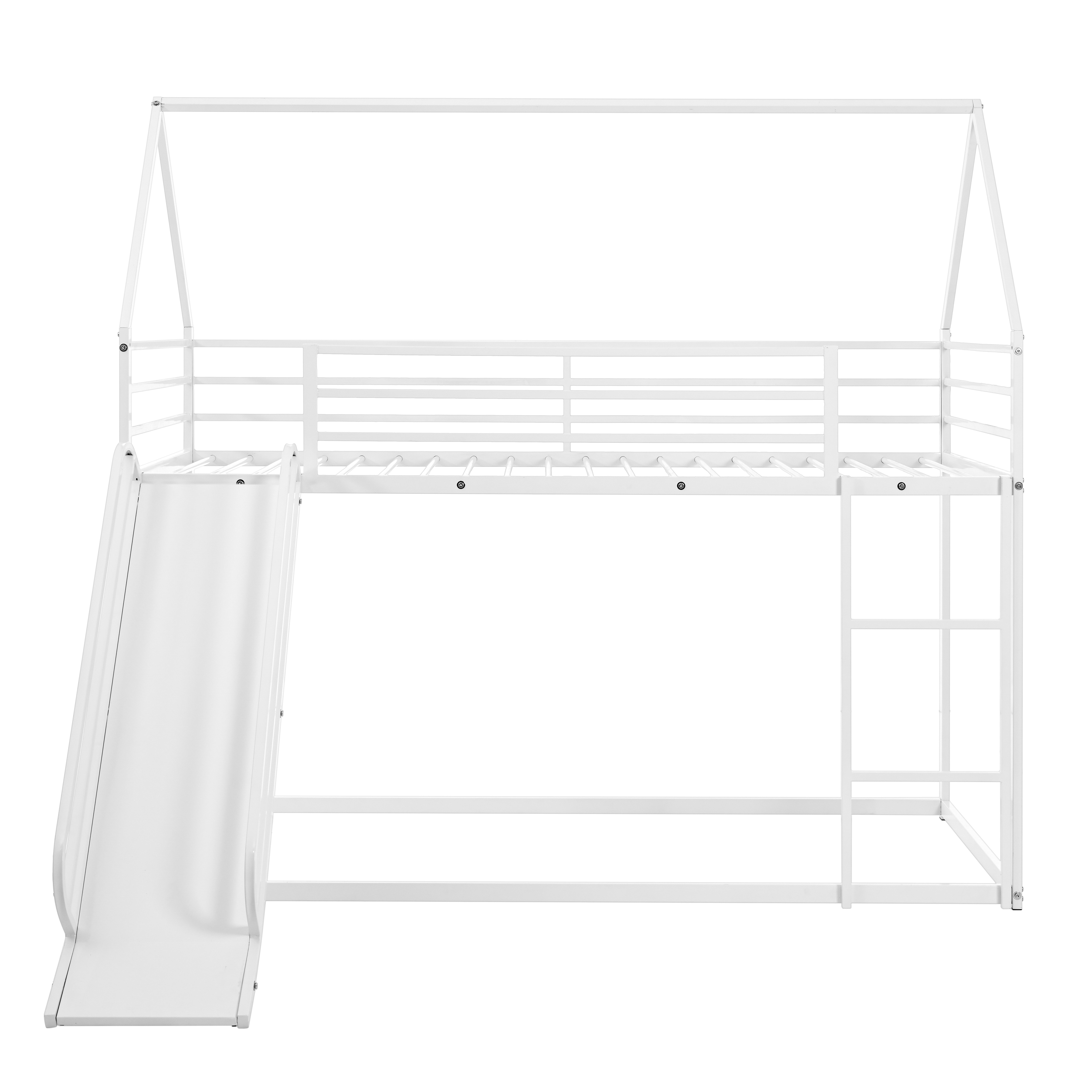 Twin Over Twin House Bed With Ladder And Slider, House Bed, Bunk Bed_voghion.com